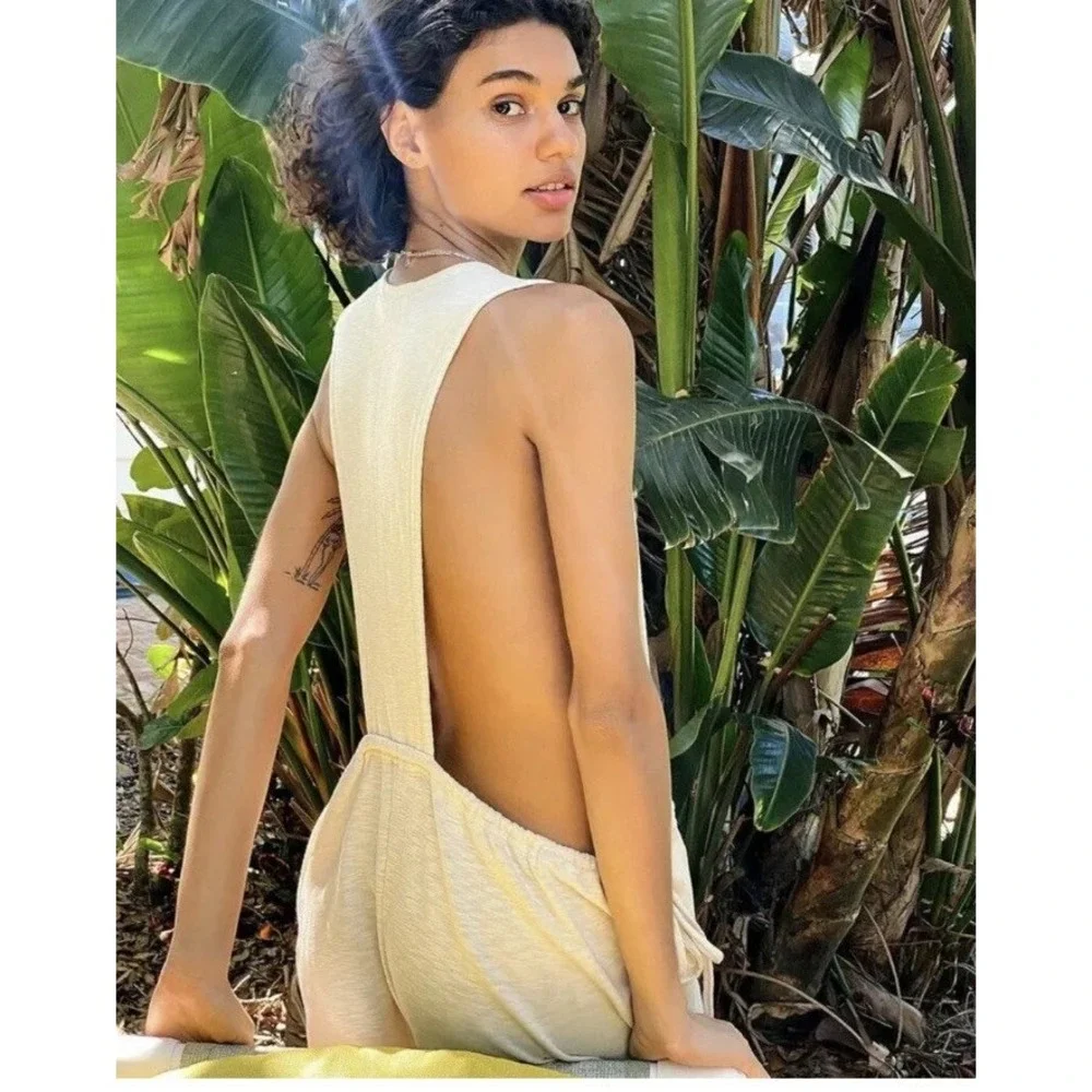 Free People‎ Let's Chill One Piece Jumpsuit in Ecru Tan Size XS Laggenlook